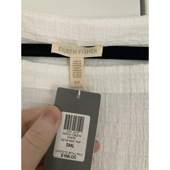 Eileen Fisher Organic Cotton Voile Square Neck Box White Womens Small NWT - Picture 3 of 7